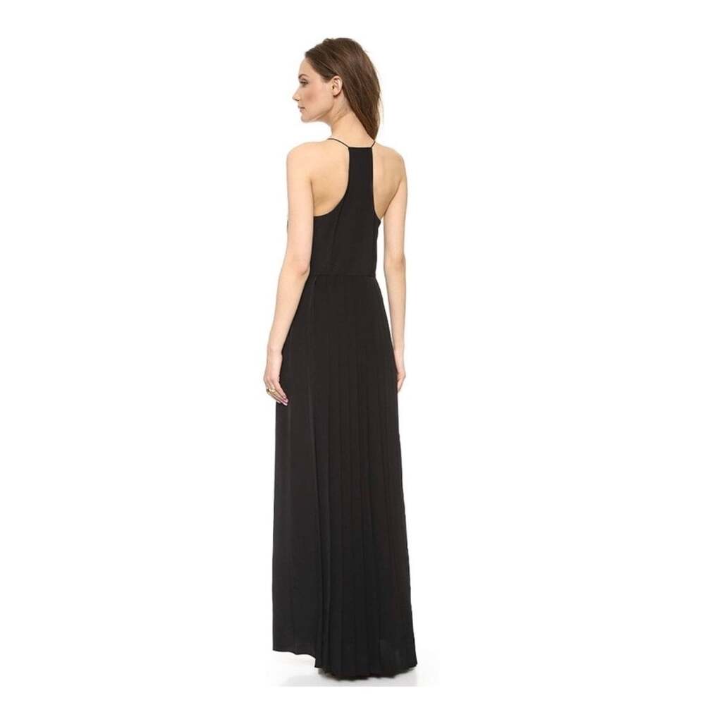 Tibi Pleated Maxi Dress Black Silk Spaghetti Strap Size 8 Evening Gown - Picture 5 of 12